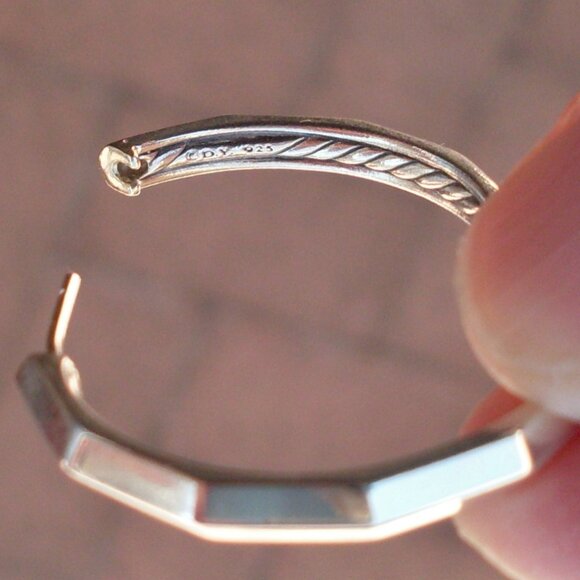 Recently Retired David Yurman Stax Hoop Earrings - 925 Sterling - DY Pouch - Picture 9 of 10